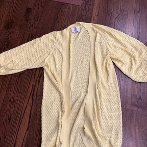 I love Mr. Mitten’s Yellow hand Knit Cardigan